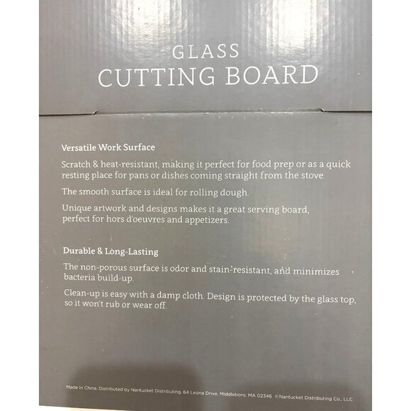 VTG Santa-Themed Glass Cutting Board w Happy Holidays Border 12"x10" Heat/ Scrat - Picture 4 of 8